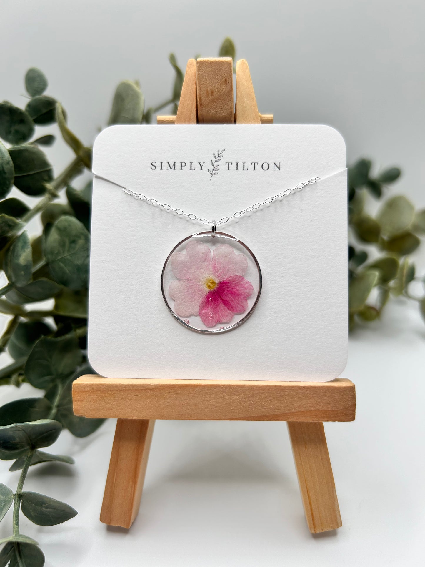 Sparkling Rose Verbena Necklace (Silver)