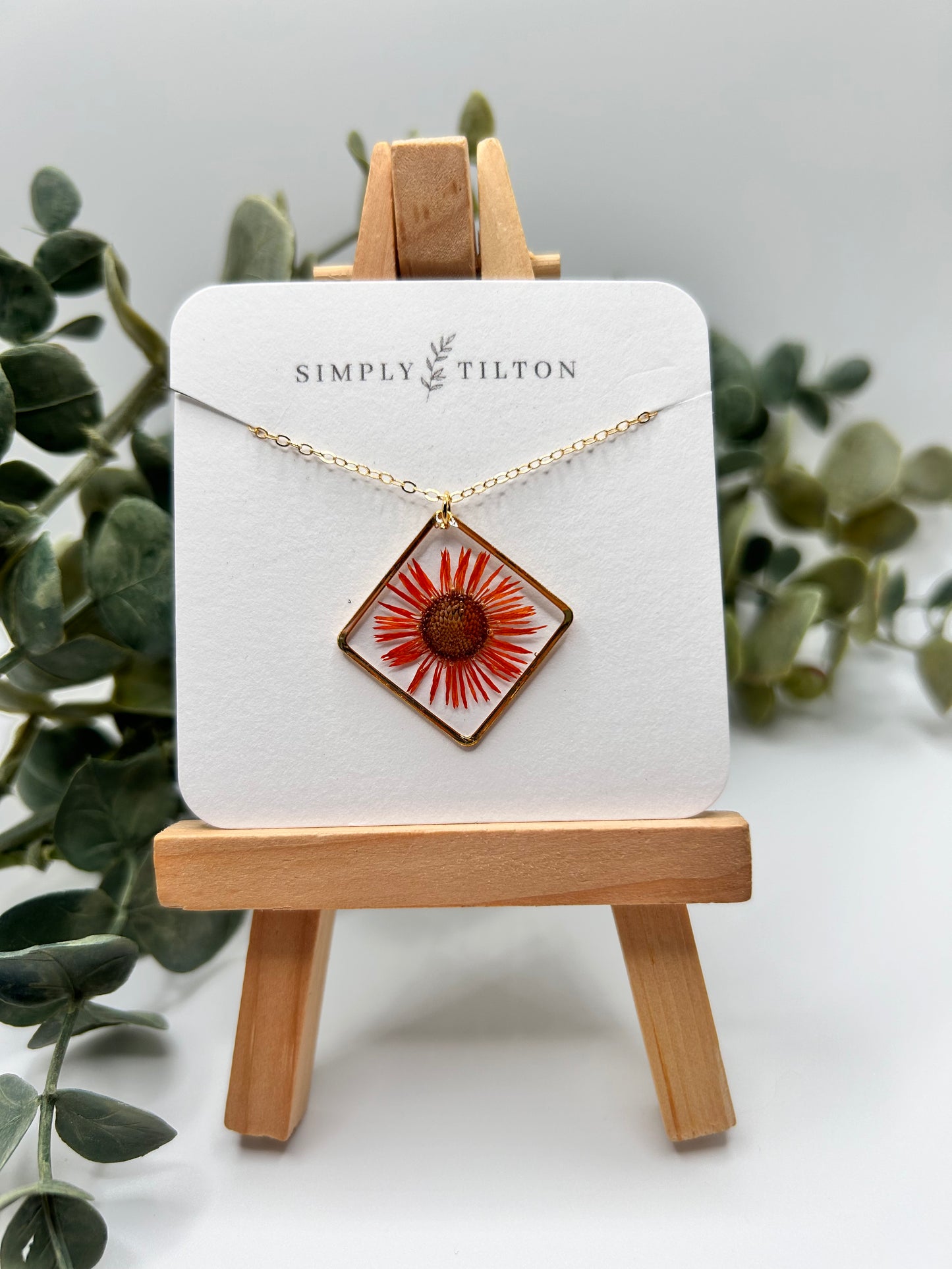 Orange Fleabane Necklace (Gold)