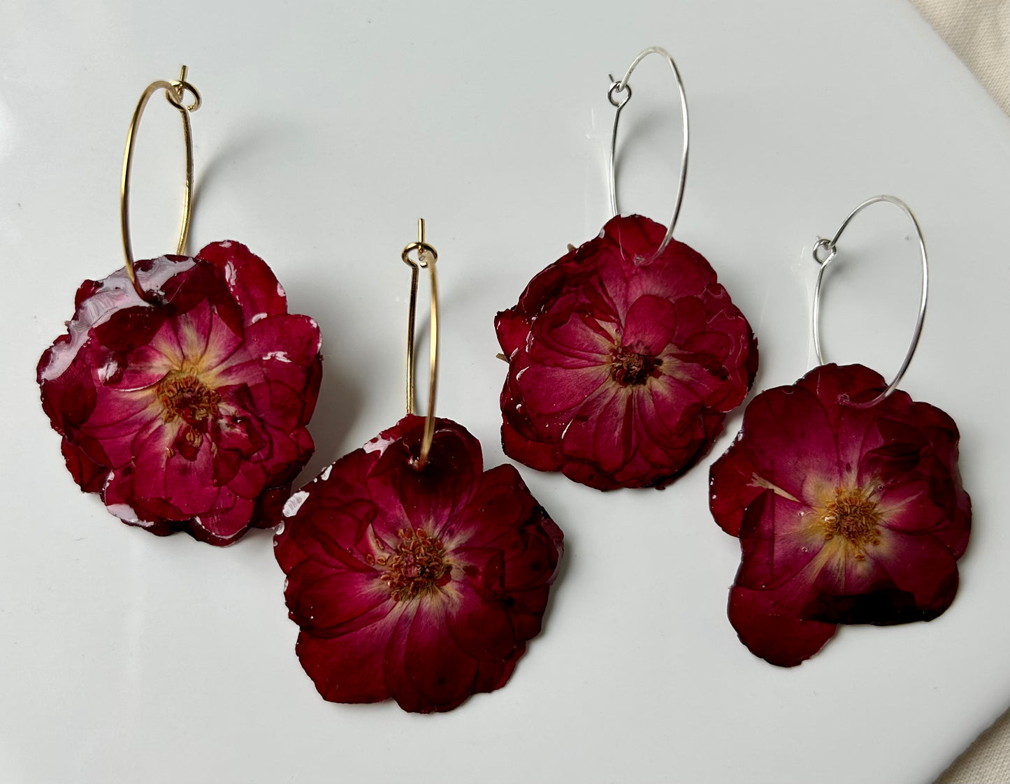 Pressed Rose Hoops