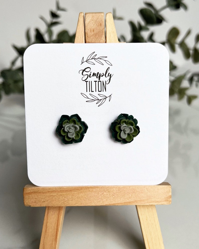 succulent clay earrings Succulent Studs