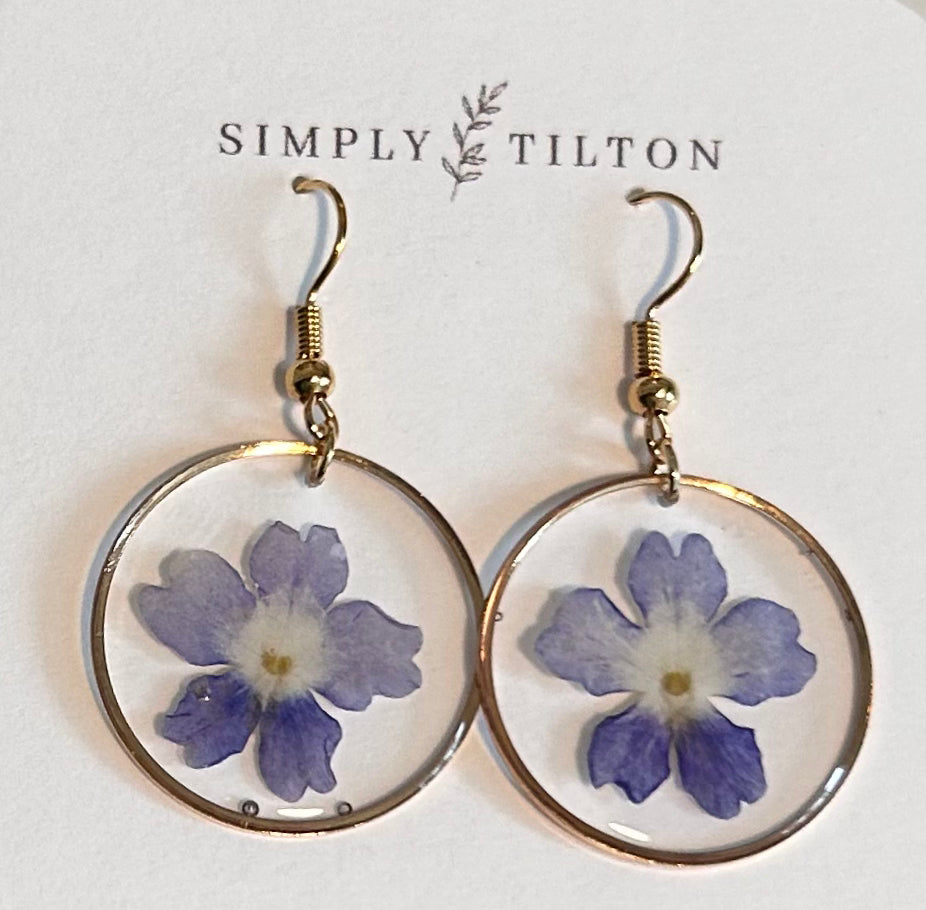 Blue Verbena Earrings (Gold)