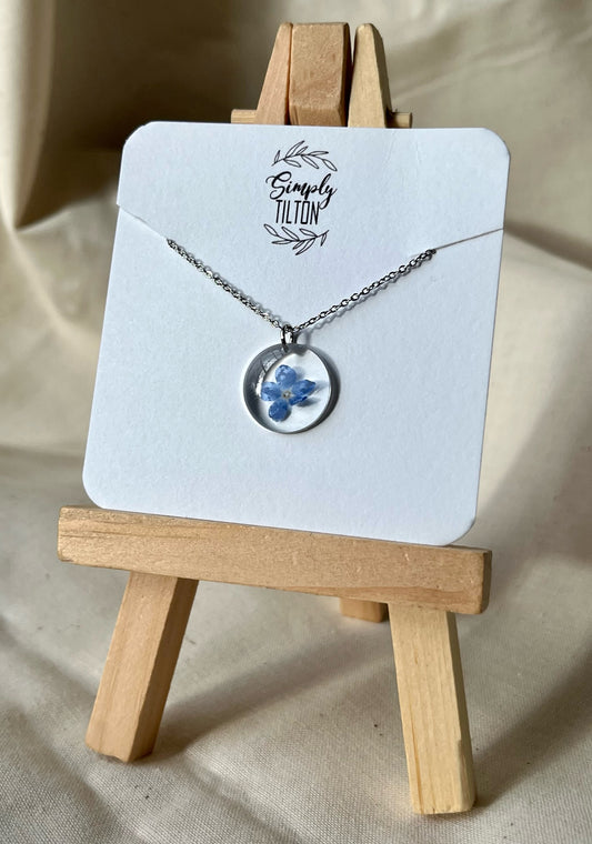 Forget Me Not Pendant Necklace (Silver)